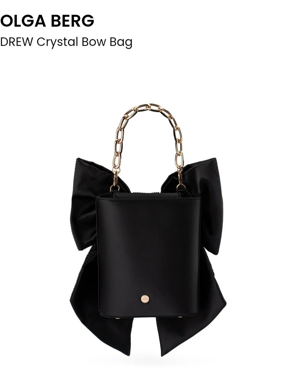 Olga Berg Black Drew Bow Satchel with Gold Chain